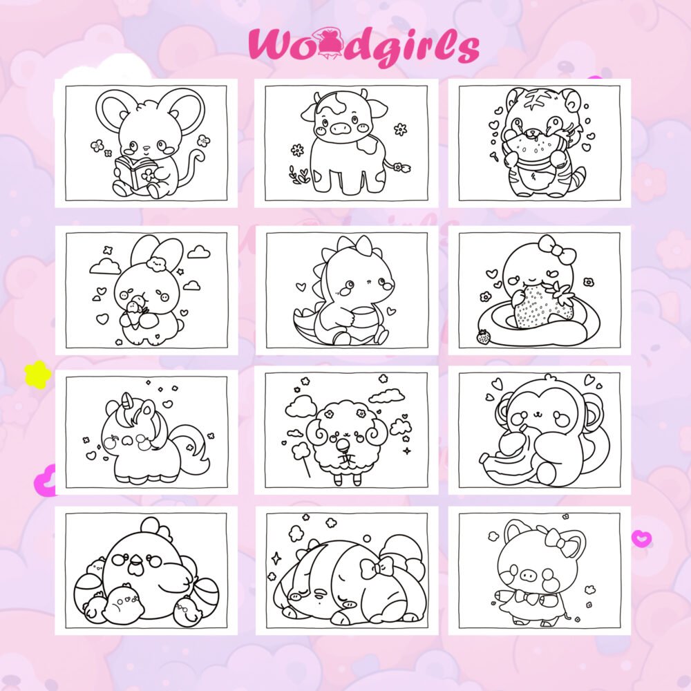 12 Animal Printable Coloring Pages '12 pack'