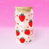 Strawberry Clear 16 oz Glass Cup