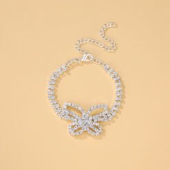 2pcs Butterfly Rhinestone Bracelet And Anklet Set-