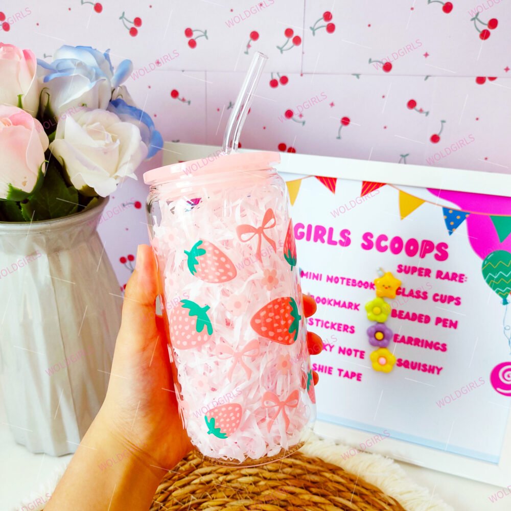 Happiness Clear 16 oz Glass Cup